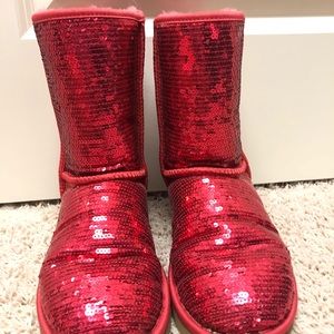 Short red sparkle Uggs SOLD